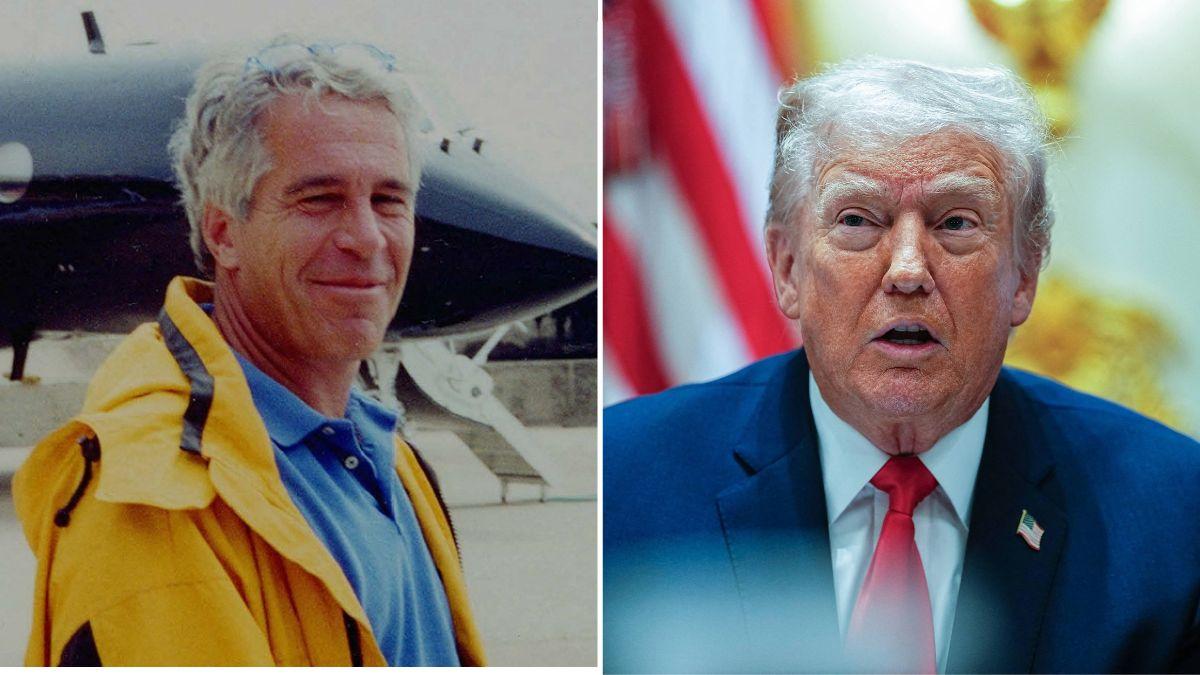 split image of Jeffrey Epstein and Donald Trump