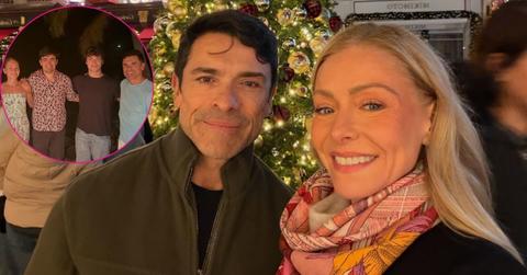 Composite photo of Mark Consuelos, Kelly Ripa and their sons.