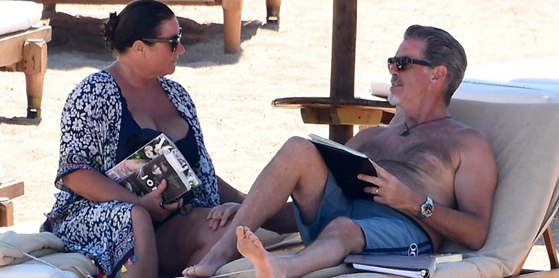 Pierce Brosnan and wife Keely Shaye hit the beach on vacation in Italy