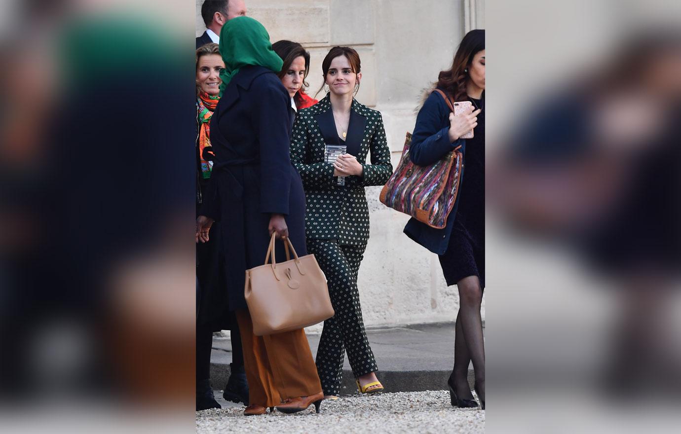 Emma Watson arrives at the Elysee Palace to attend the first meeting of the Gender Equality Avisory Council (G7 Biarritz) in Paris, France, on February 19, 2019.