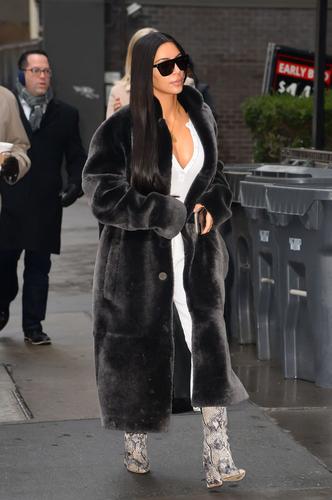 Kim Kardashian Fur Coat Photos In NYC