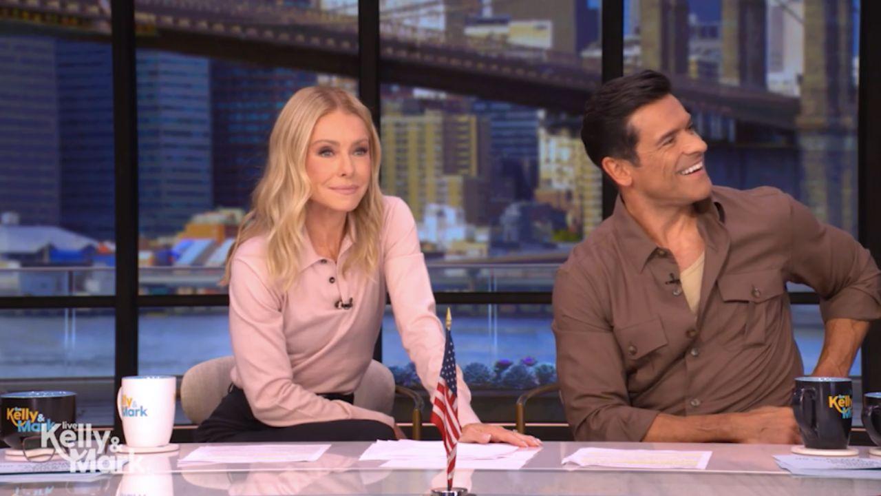 Image of Kelly Ripa joked that she would 'be so quiet' hanging up in the studio.