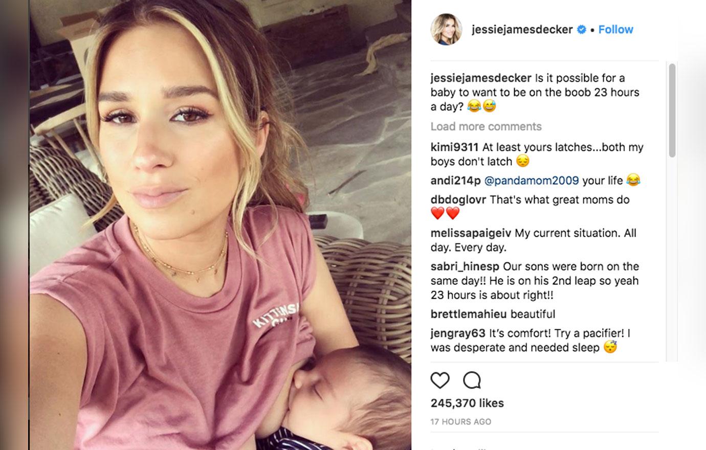 Jessie James Decker Posts A Breastfeeding Photo & Asks For Advice