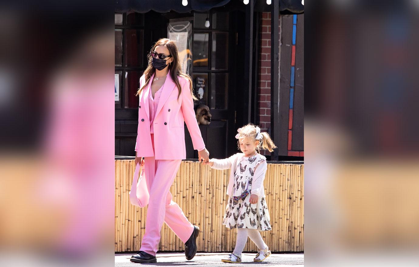 irina shayk pretty in pink in greenwich village