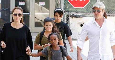 Brad Pitt and Angelina Jolie arrive a LAX airport with some of their kids in Los Angeles