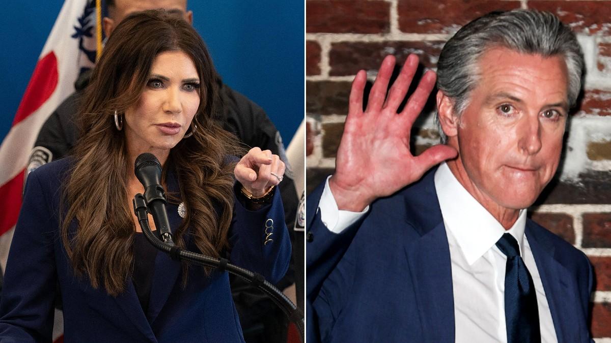 image of Gavin Newsom mocked Kristi Noem's recent firing. 