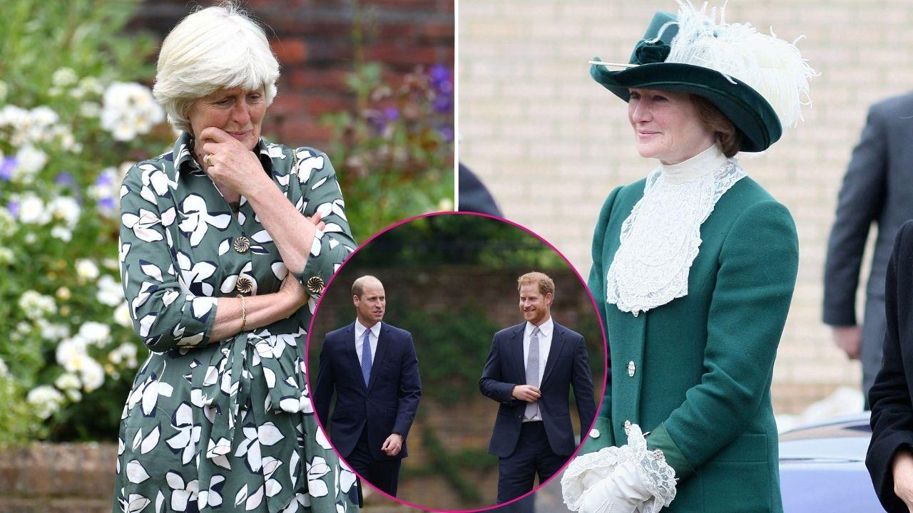 Split photo of Lady Sarah McCorquodale, Lady Jane Fellowes, Princes Harry and William.