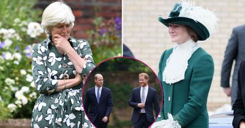Split photo of Lady Sarah McCorquodale, Lady Jane Fellowes, Princes Harry and William.
