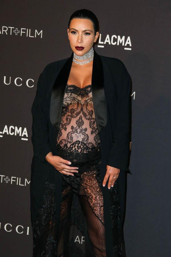 Pregnant Kim Kardashian West arrives at the LACMA 2015 Art + Film Gala