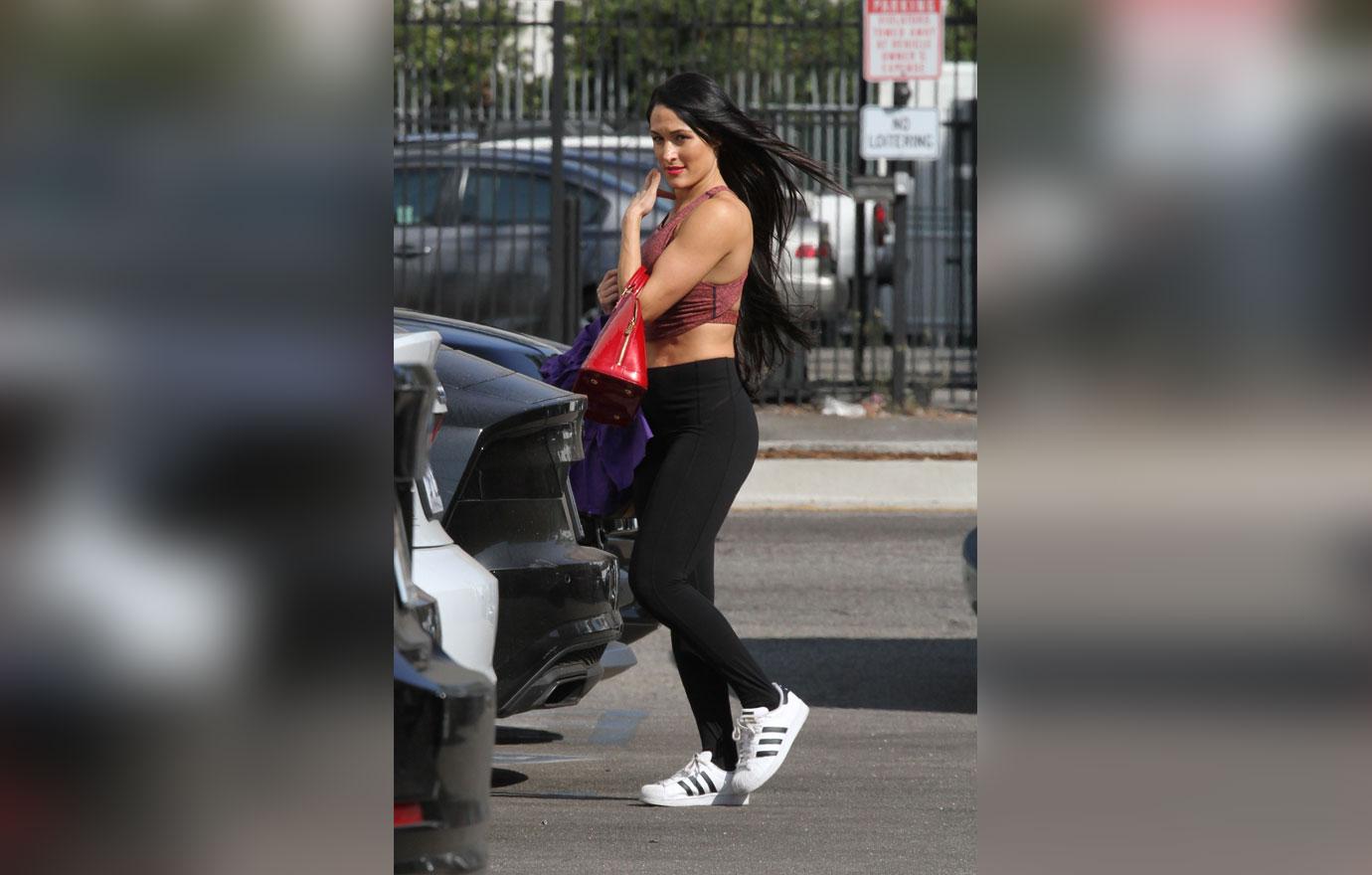 Nikki Bella shows off toned stomach with Artem Chigvintsev