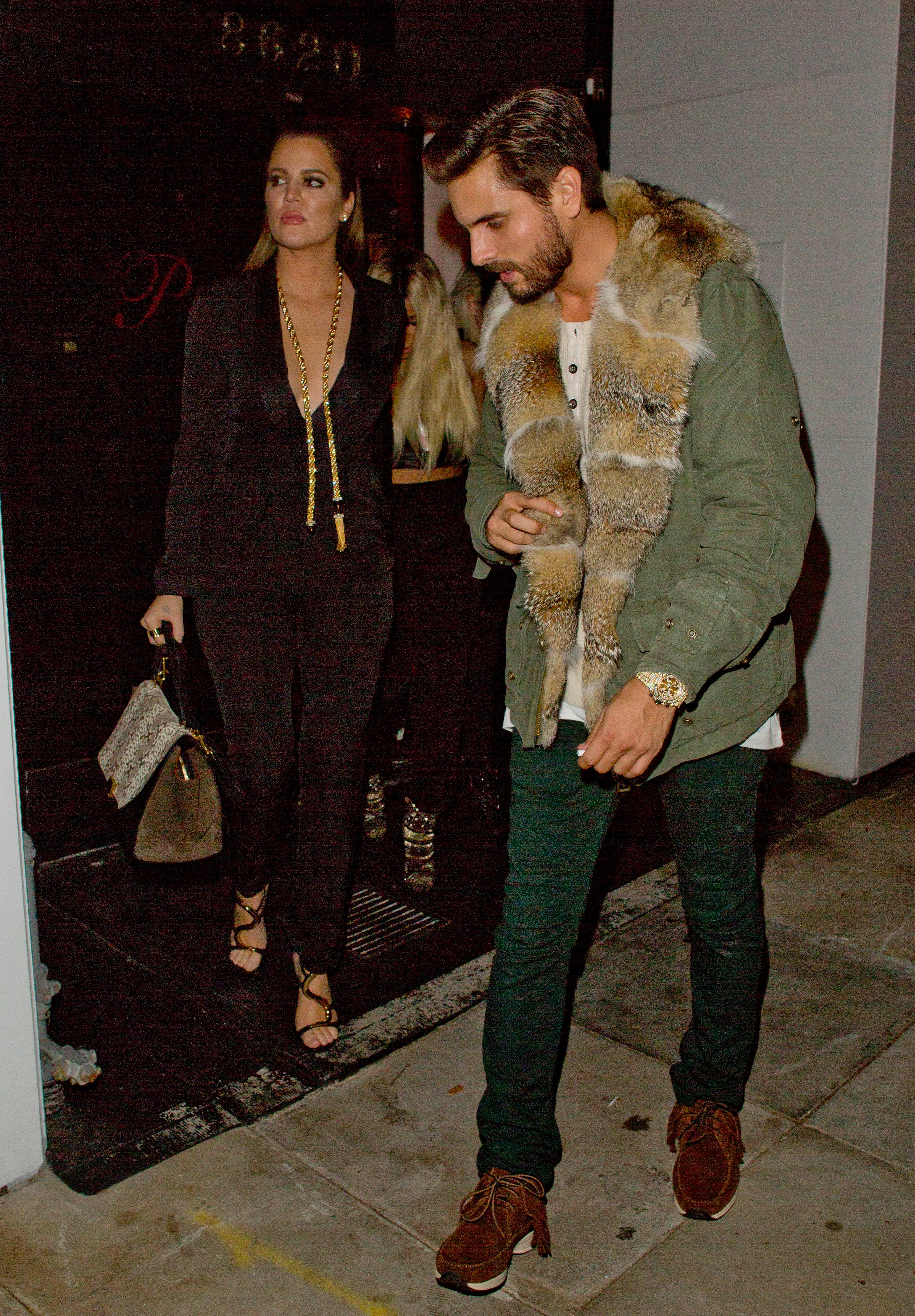 Khloe Kardashian and Scott Disick party together at &#039;Philippes&#039; Restaurant on Wilshire Blvd in Beverly Hills, CA