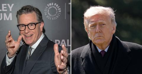 Composite photo of Stephen Colbert and Donald Trump.