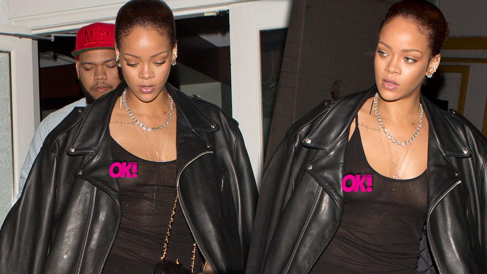 Rihanna Wears Giant Cardigan, Shows Nipple Piercing at Chanel