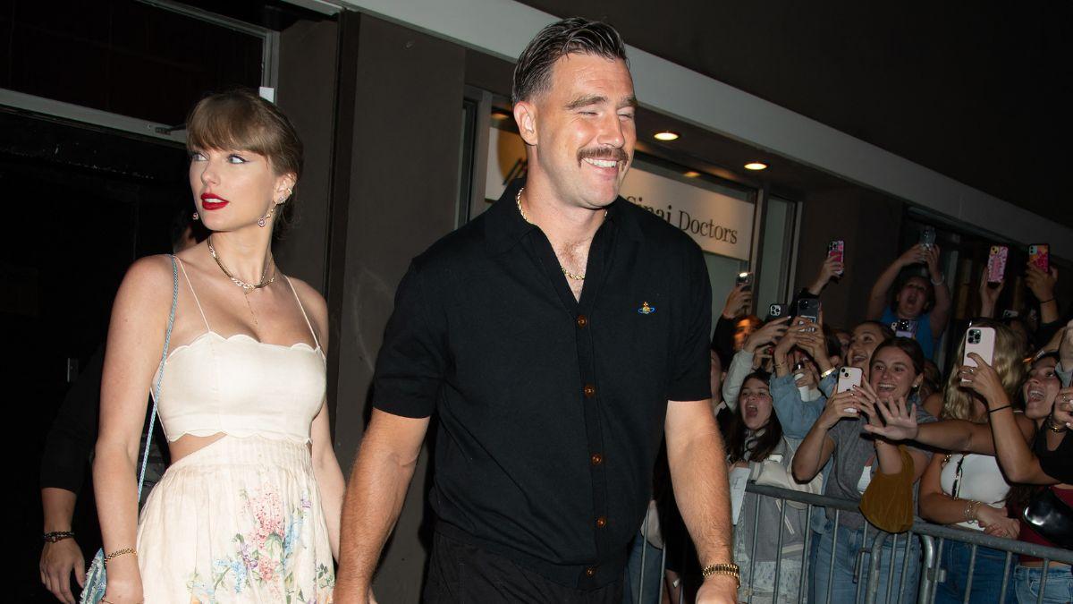 Photo of Travis Kelce and Taylor Swift.