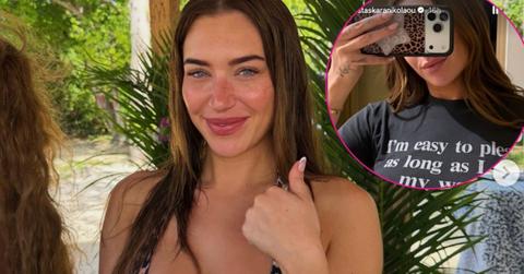 image of Stassie Karanikolaou opted to forgo a bra for her Instagram look.