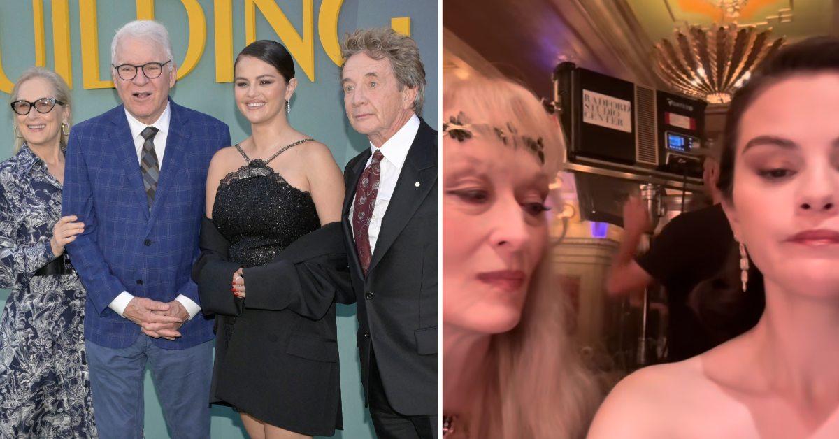 Photo of Meryl Streep, Steve Martin, Martin Short and Selena Gomez and a picture of Streep with Gomez.