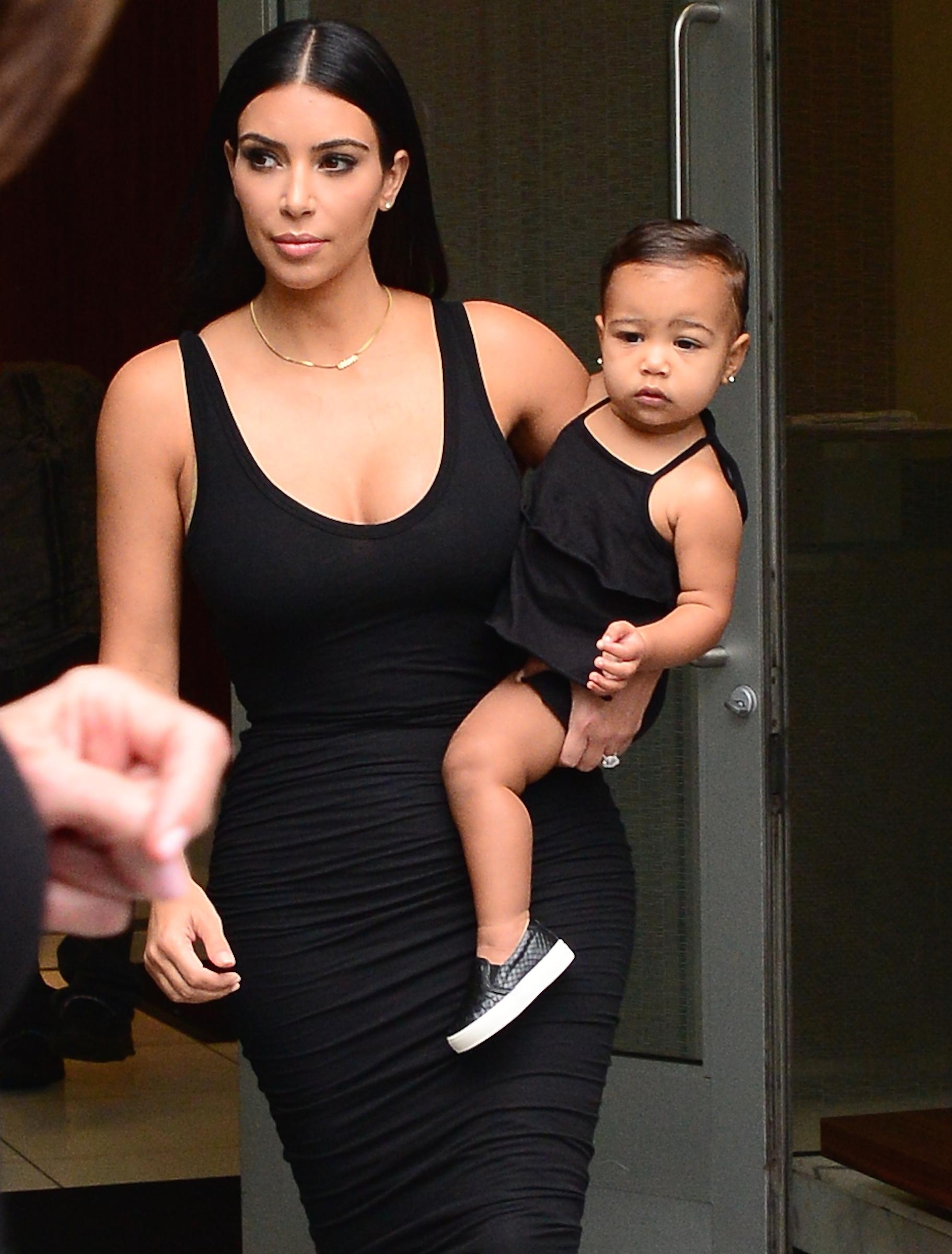 Kim Kardashian and her daughter North West leave their apartment in SoHo, New York City