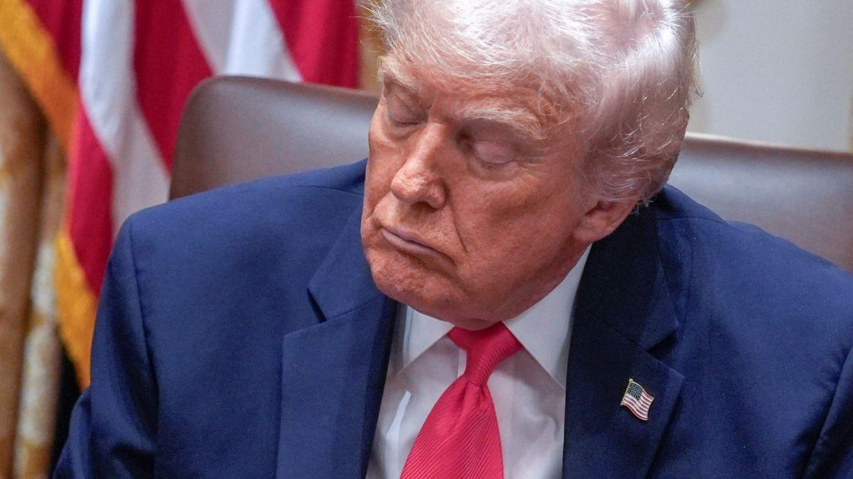 image of Donald Trump was pictured with his eyes closed during a Cabinet meeting on December 2, 2025.