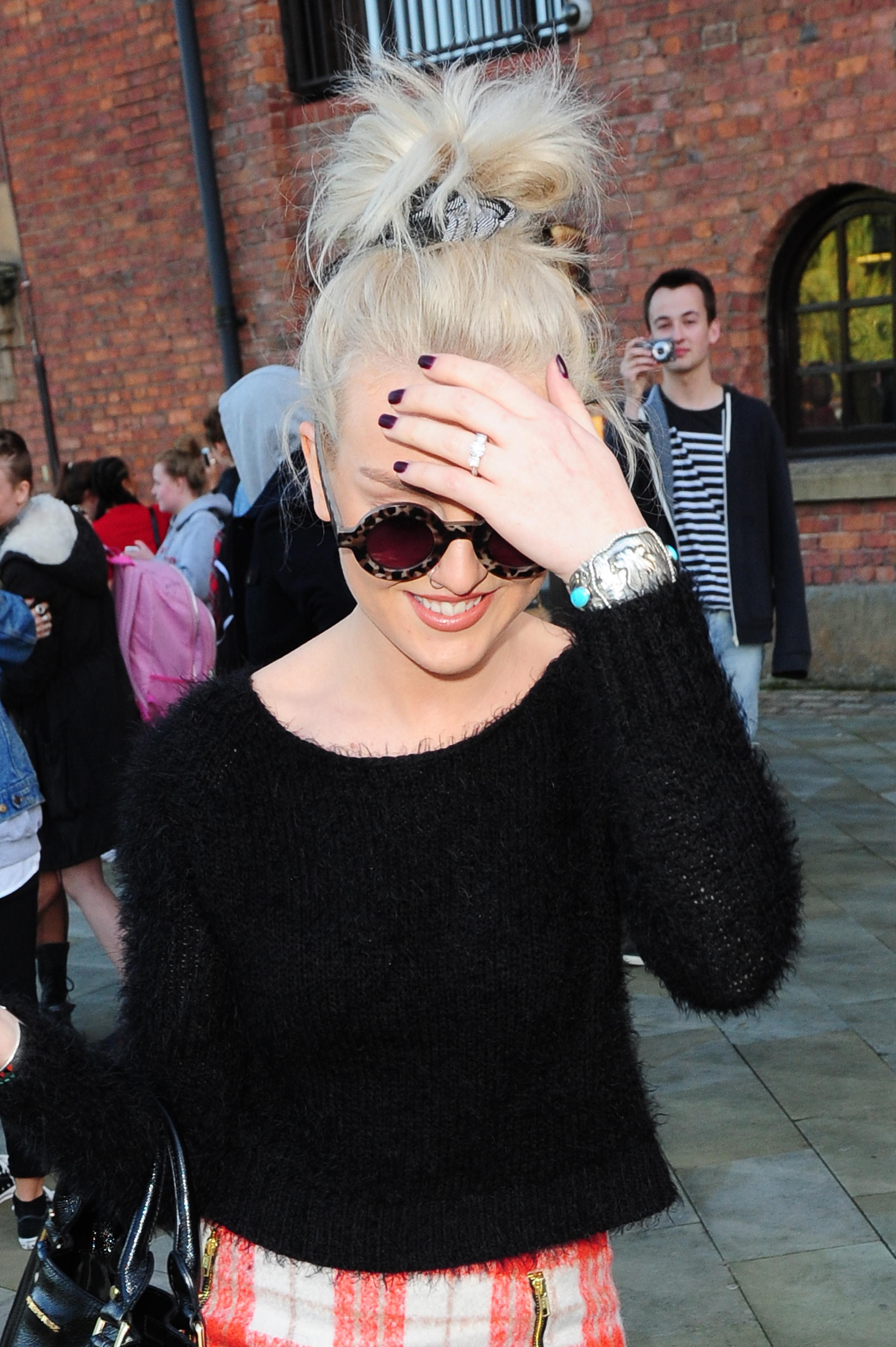 Perrie Edwards shows off engagement ring in Manchester, UK