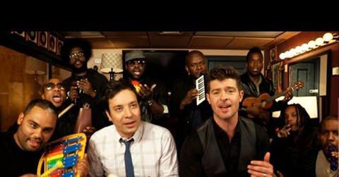 Robin Thicke with Jimmy Fallon and The Roots