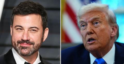 Split photo of Jimmy Kimmel and Donald Trump.