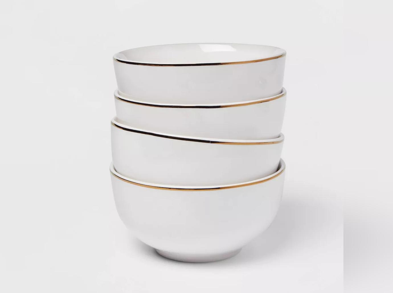 aesthetic white and gold bowls kitchen