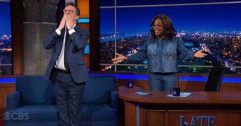 photo of Oprah Winfrey, Stephen Colbert.