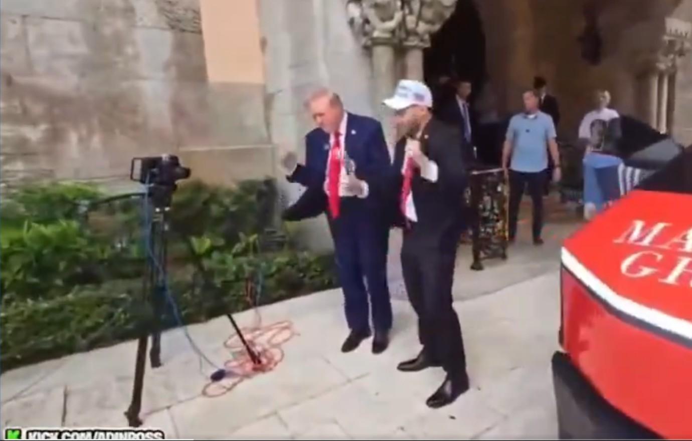 pathetic donald trump ridiculed for dancing alongside aidn ross in new video looks like a moron