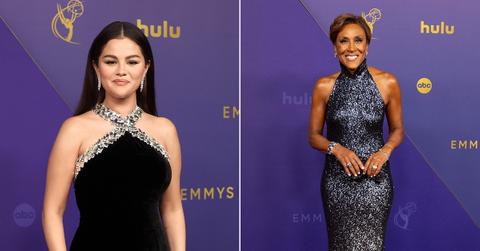 Photos of Selena Gomez and Robin Roberts at the 2024 Emmys.