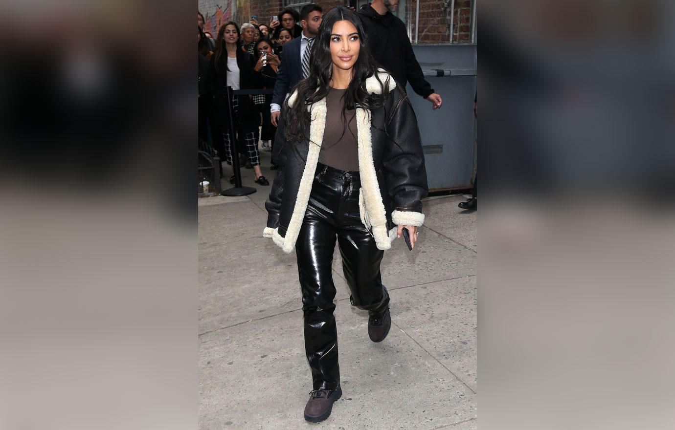 Kim Kardashian In Black Leather Outfit On The Street Weight