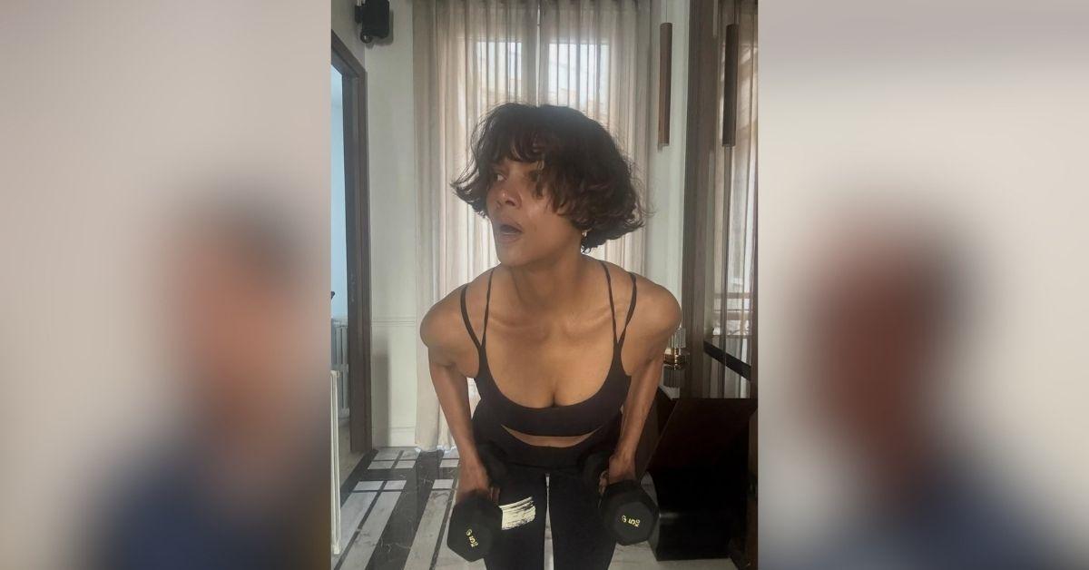 image of Halle Berry shared photos from her workout.