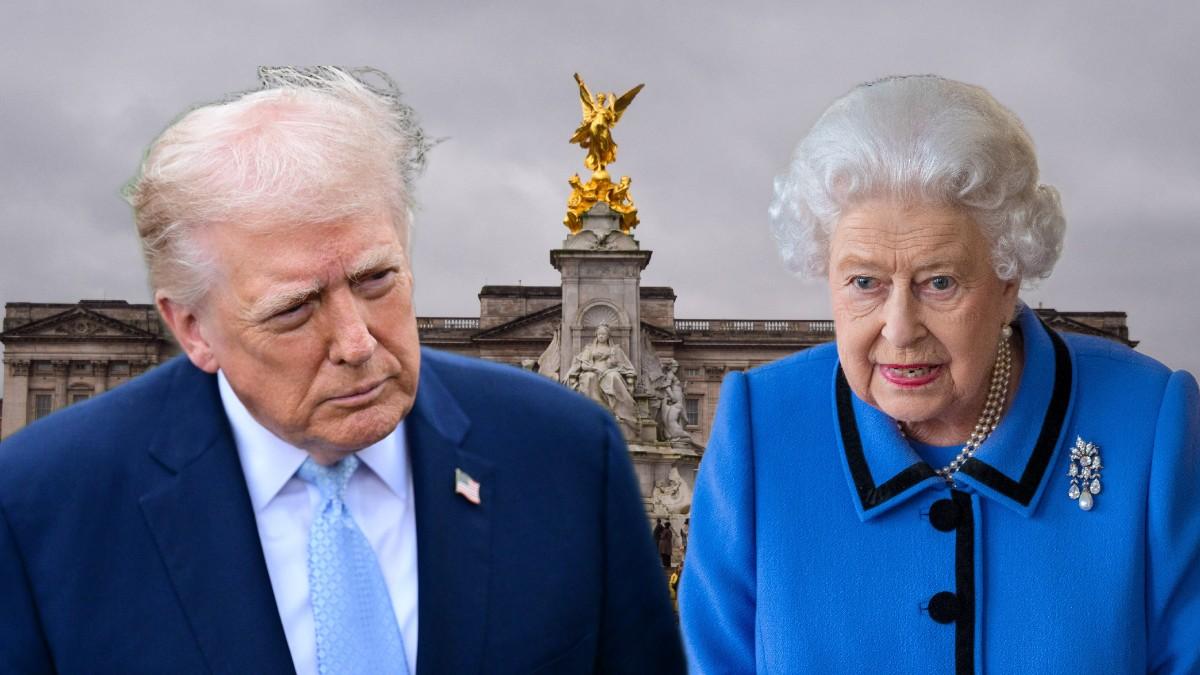 split of Queen Elizabeth and Donald Trump.