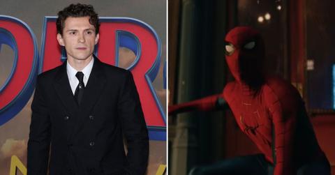 Split Photo of Tom Holland and 'Spiderman'