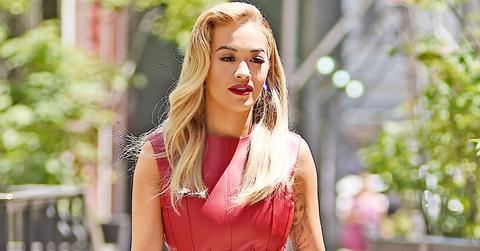 Rita Ora Strolls Through NYC In A Red Leather Dress