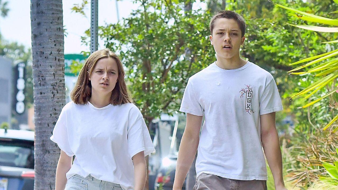 Image of Knox Jolie showed off a dark cherry bomb red hair transformation this week after he was seen with bleached blond hair.