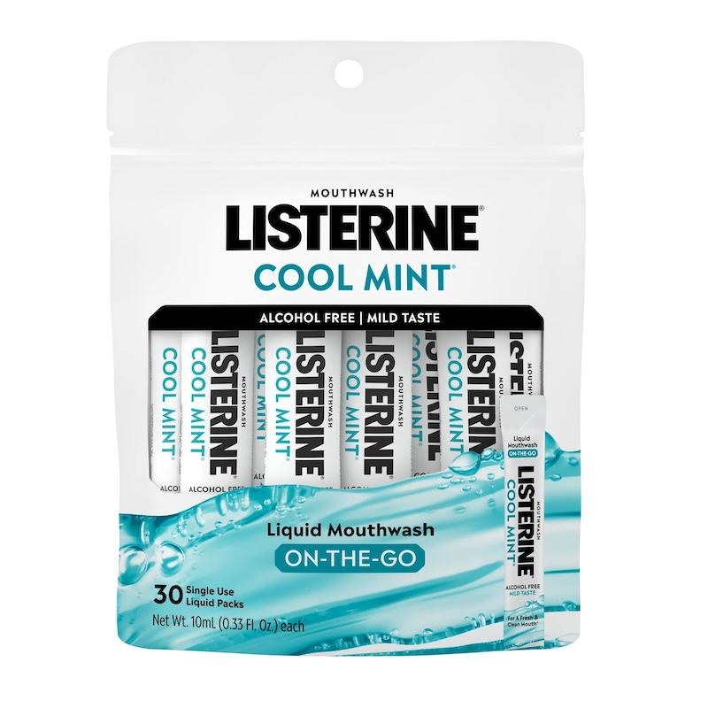 listerinea on the go cool minta alcohol free mouthwash packets  ct