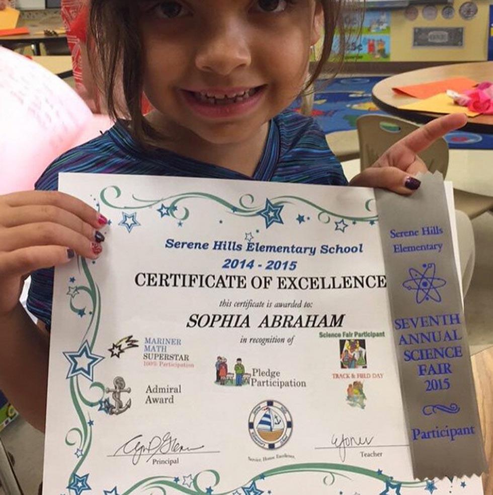 Sophia abraham preschool graduation