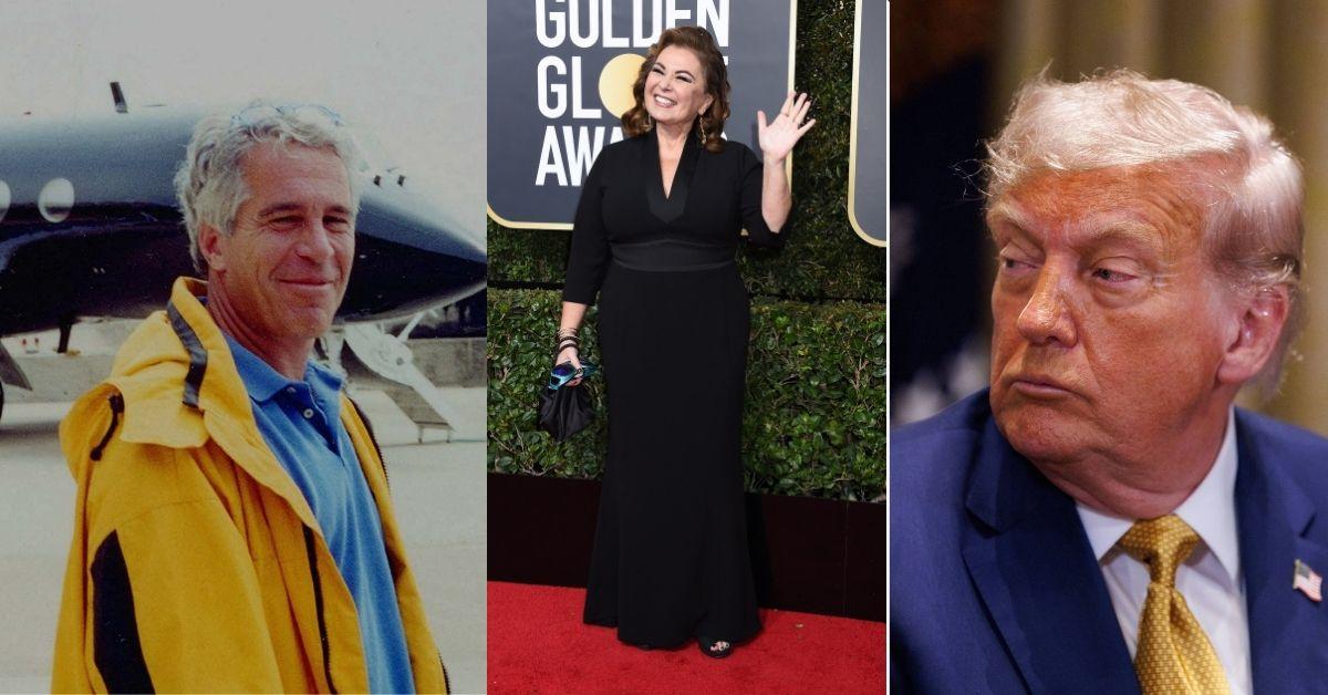 Composite photo of Jeffrey Epstein, Roseanne Barr and Donald Trump
