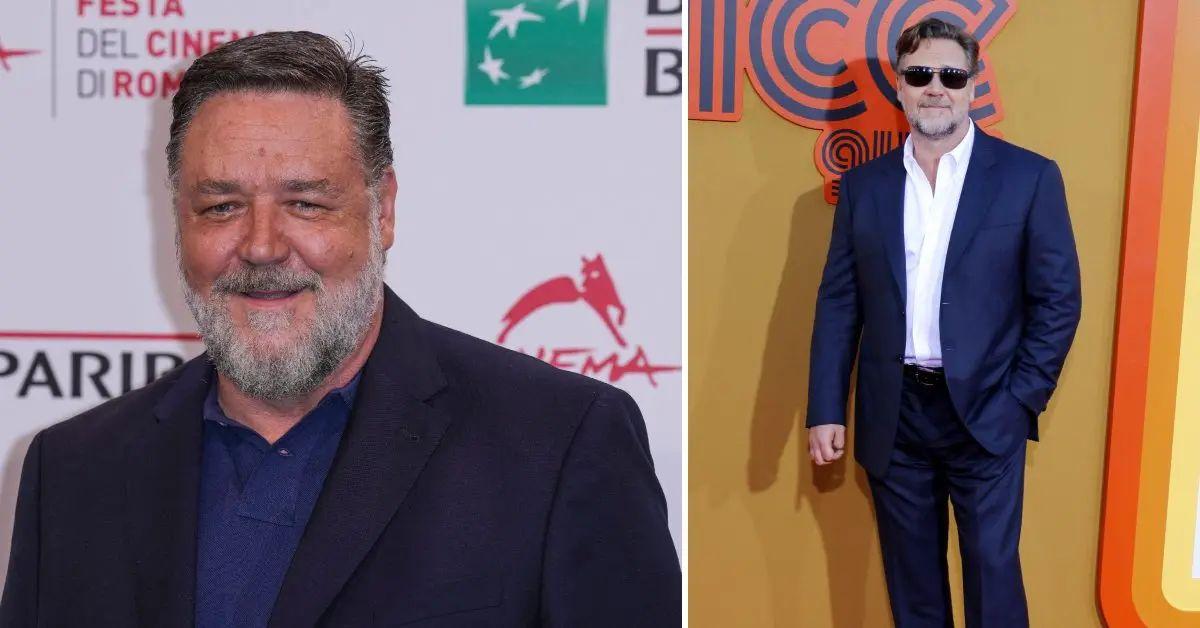 russell crowe shows weight loss wimbledon fiance britney theriot photos