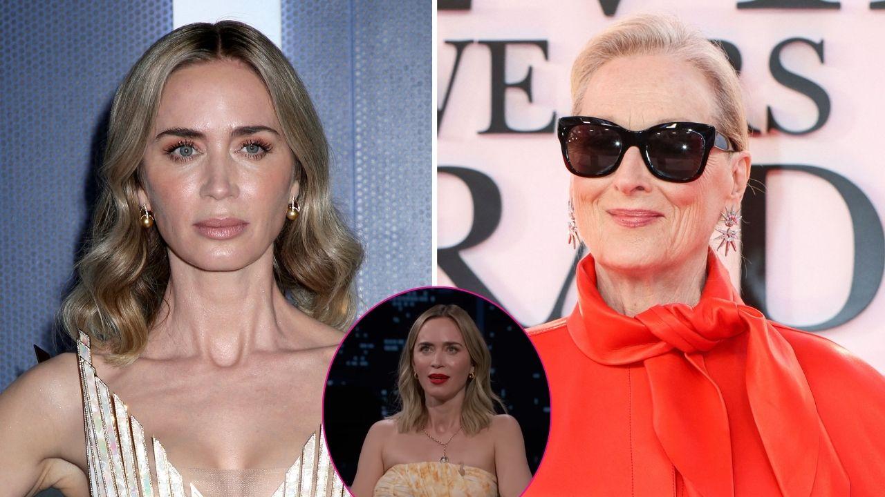 split photo of Emily Blunt & Meryl Streep