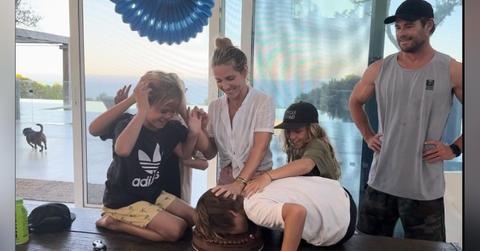 chris hemsworth elsa pataky under fire slamming sons face cake