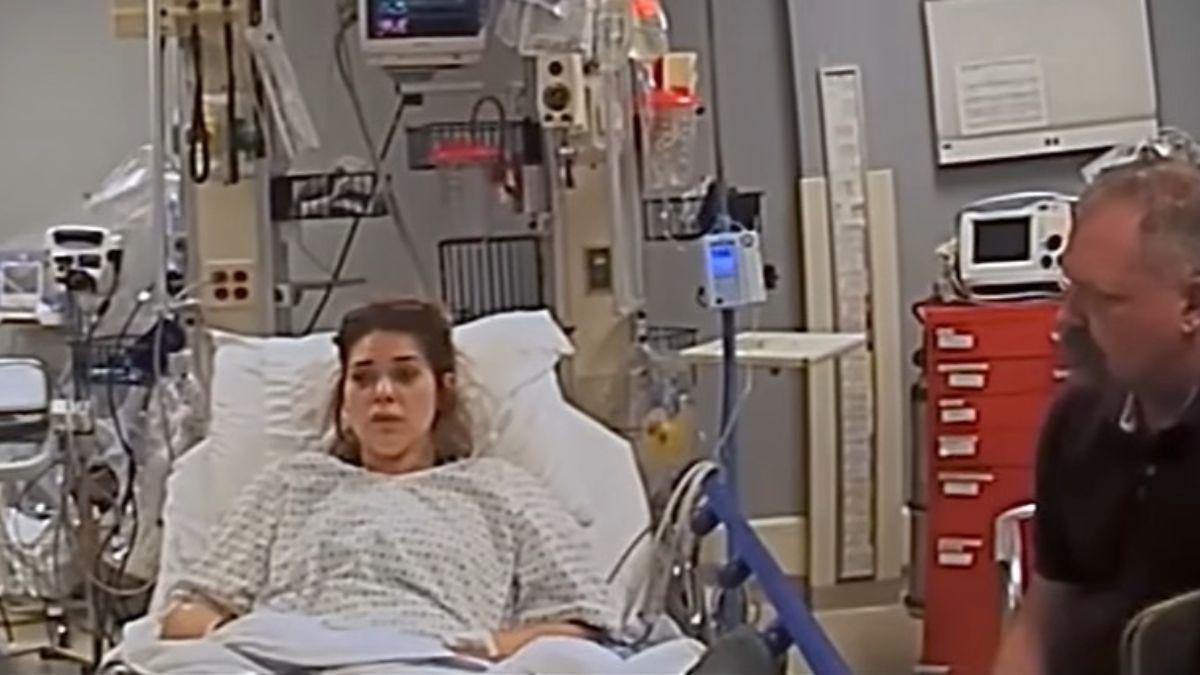 Image of Body-cam footage shows Parker insisting she had just given birth, despite officers rejecting her account.