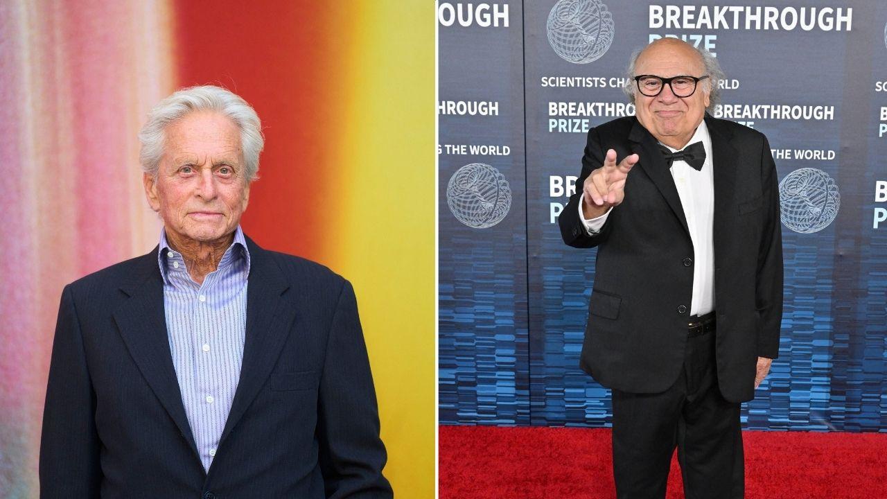 Split photo of Michael Douglas and Danny DeVito
