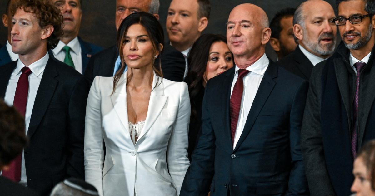 Photo of Lauren Sanchez and Jeff Bezos at Donald Trump's inauguration.