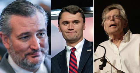 Composite photo of Ted Cruz, Charlie Kirk and Stephen King