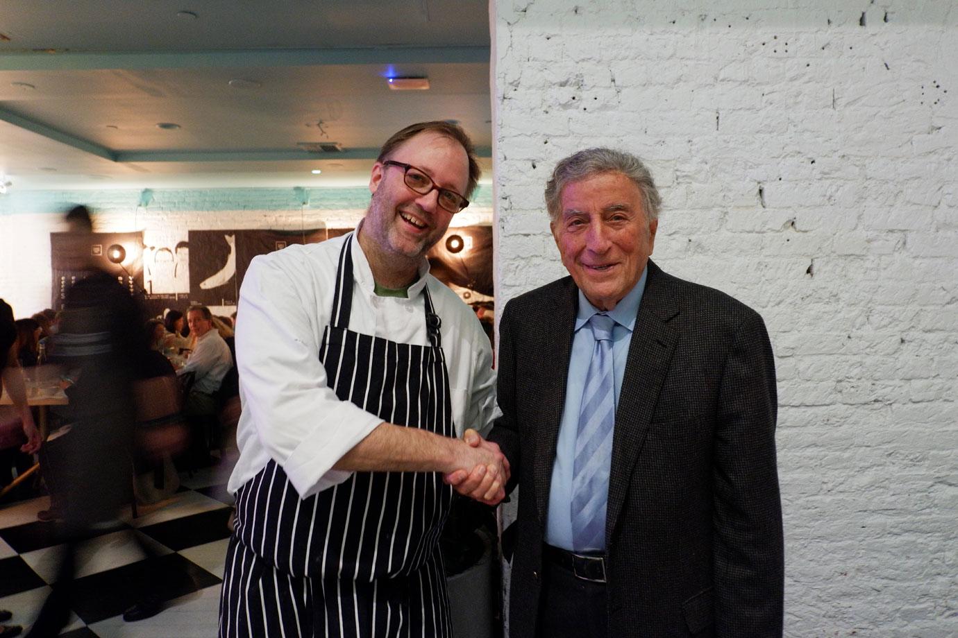 Chef Wylie Dufresne and Tony Bennett at the Seaport Food Lab