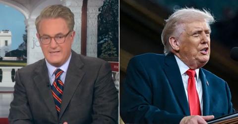 Split photo of Joe Scarborough and Donald Trump