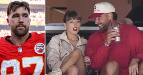 Photo of Travis Kelce and an image of Kelce with Taylor Swift