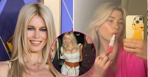 split photo of Claudia Schiffer and Clementine Vaughn