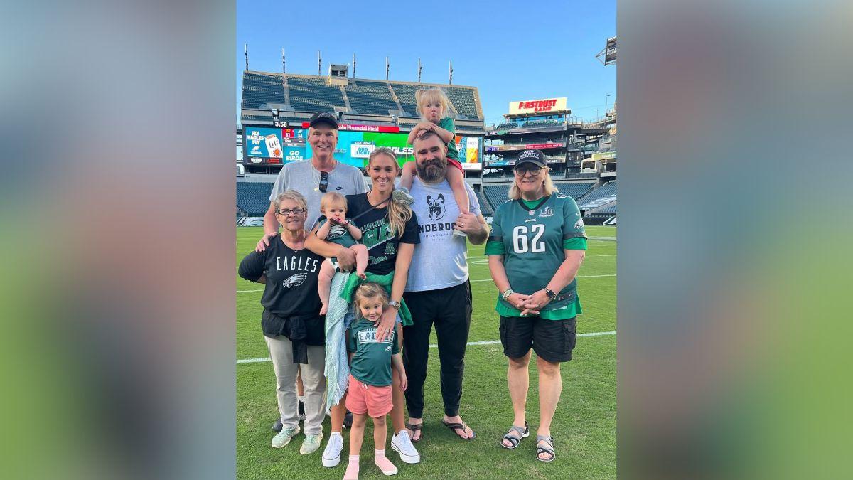 Image of Kylie Kelce said she was 'part of the itty bitty t---- committee' before giving birth.